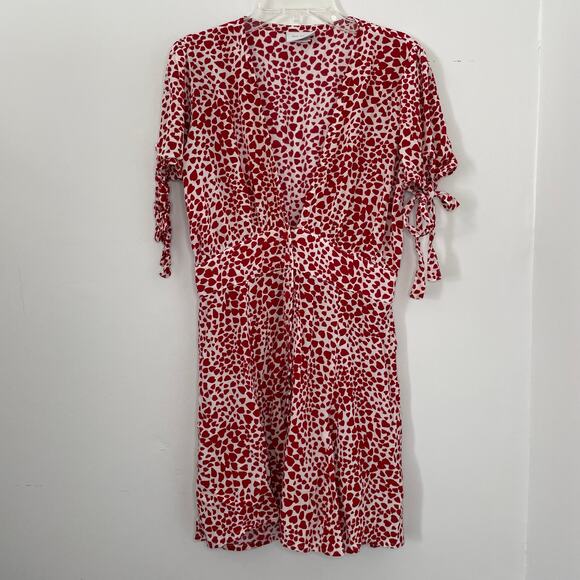 Rue Stiic Laguna Mini Dress Red White Heart Print Size M V-neck Valentines - Picture 3 of 13
